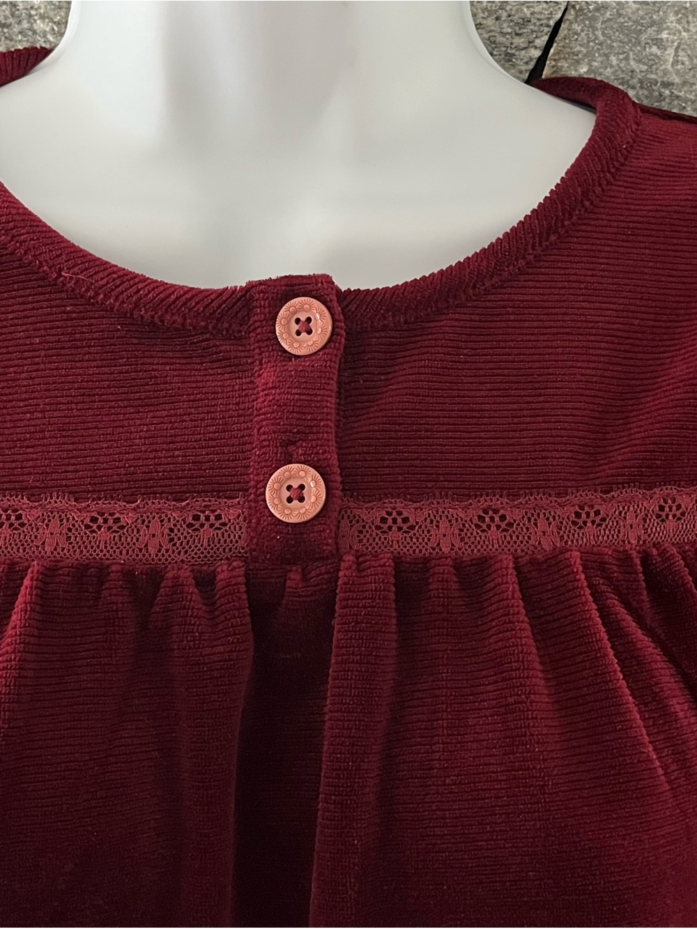 Matilda Jane Burgundy Velvet Long-Sleeve Peasant Top - Picture 3 of 5